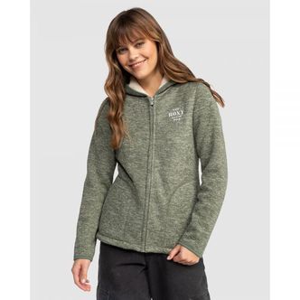 이스퀘어 5024163 Roxy Petal Fever Polar Fleece Zip Up Hoodie For Women - AGAVE GREEN HEATHER