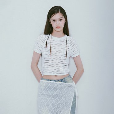 레이브 Crochet String Knit in White VK4MP254-01