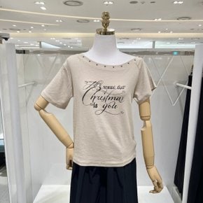 스터드 장식 레터링 티셔츠 628290