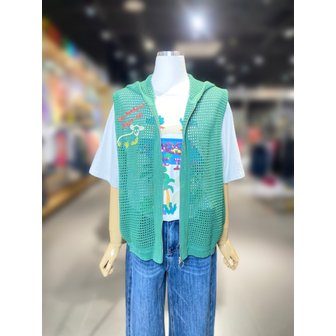 베네통 [여주점] 메쉬 후드 니트 집업 베스트 (BAKV53531)