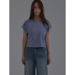 Dropped Shoulder Lettering Crop T-Shirt_Purple