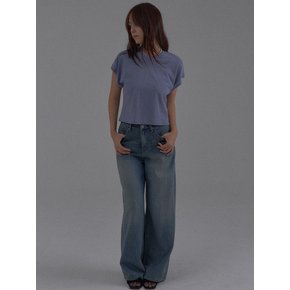 Dropped Shoulder Lettering Crop T-Shirt_Purple