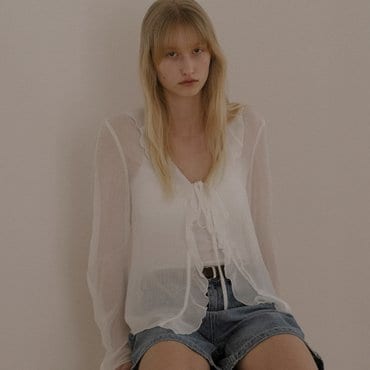 노운베러 V-neck ruffle blouse KNSS04BL09_Ivory