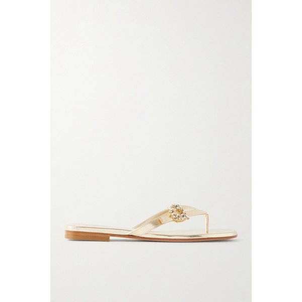 스트라스 B 크리스탈 장식 메탈릭 가죽 샌들 46376663163027601