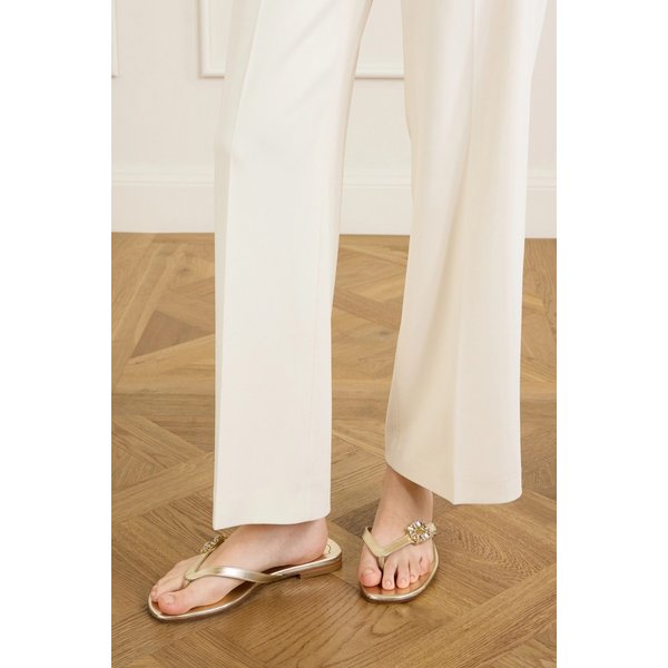 스트라스 B 크리스탈 장식 메탈릭 가죽 샌들 46376663163027601