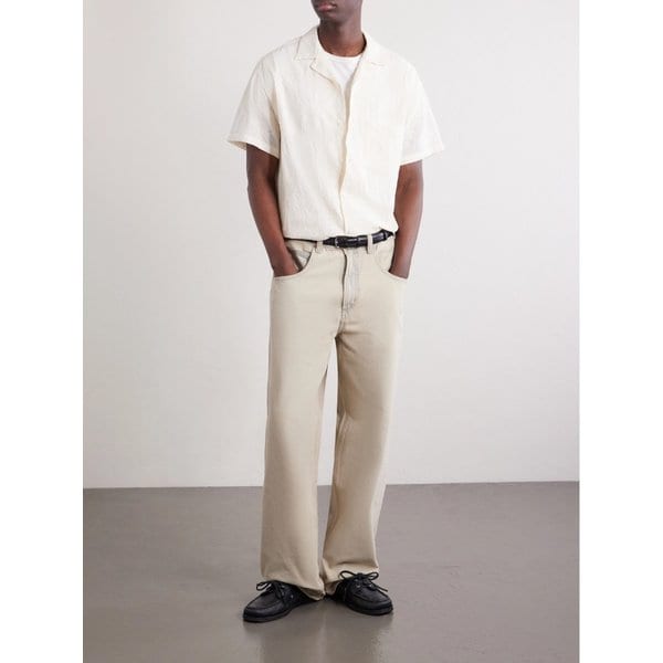 포르투기스 플란넬 듀크 컨버터블 칼라 자수 코튼 블렌드 셔츠 46376663163010608