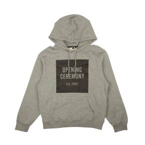 4224226 Opening Ceremony Grey Cotton Torch Box Logo Hoodie
