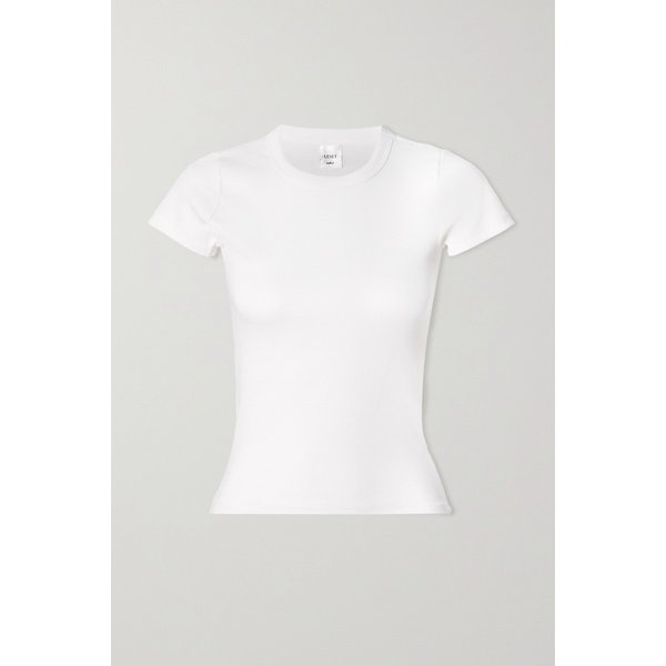 리셋 켈리 골지 스트레치 코튼 저지 티셔츠 화이트 1647597326557448