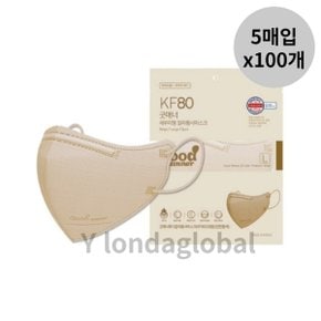 굿매너 새부리형 마스크 대형 KF80 베이지 5P 100개