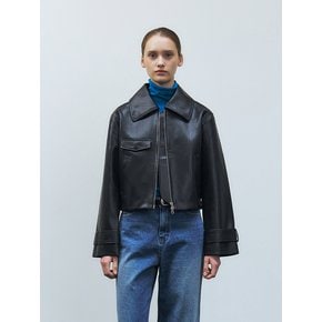 RTF FAUX LEATHER ZIP-UP JUMPER_2COLORS
