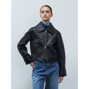 RTF FAUX LEATHER ZIP-UP JUMPER_2COLORS
