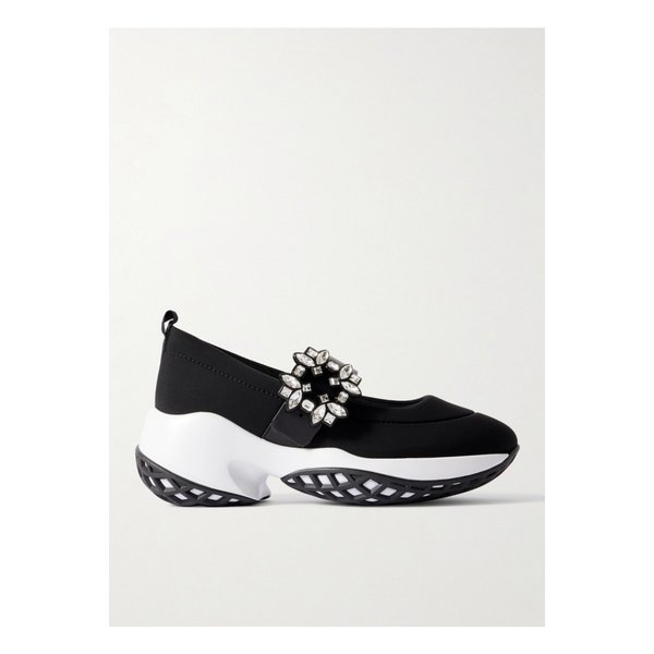 비브 런 크리스털 장식 스트레치 가죽 스니커즈 블랙 1647597354948507