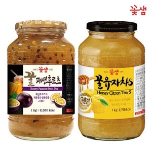  꽃샘 꿀패션후르츠차 1KG +꿀유자차S 1KG (과일청)