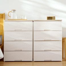 보노하우스 라라 라탄 우드상판 플라스틱 서랍장 4단