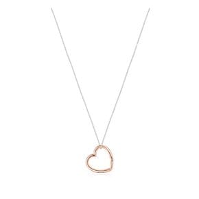 토스 목걸이 012342570 /TOUS Hold heart Necklace in Silver and Rose Vermeil