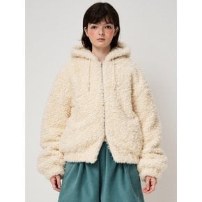 SHEARLING HOOD JUMPER, CREAM