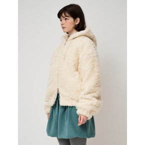 SHEARLING HOOD JUMPER, CREAM