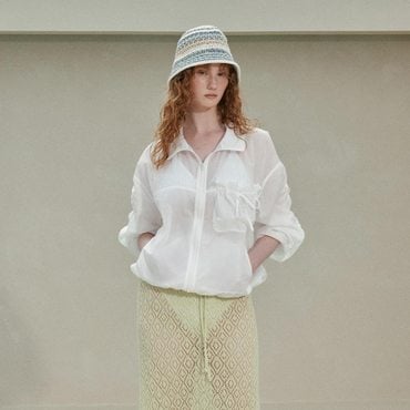 레이브 Shirring String Wind Breaker in White VW4MM213-01