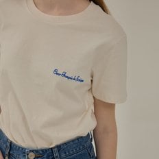 Versailles lettering round half sleeve T-shirt_Ivory