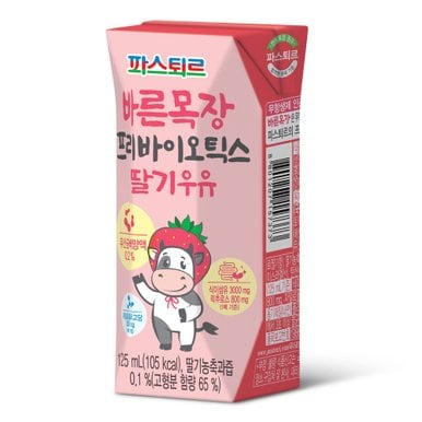 바른목장 프리바이오틱스 딸기우유125ml(24팩)