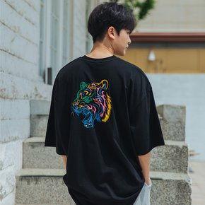 [alvinclo_enormous] XL~4XL 빅사이즈 컬러풀 타이거 오버핏 반팔 티셔츠 BE53057