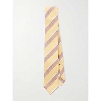 DE PETRILLO 드 페트릴로 7cm 스트라이프 리넨 실크 블렌드 타이 46376663163094074