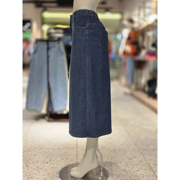 [파주점] 뒷밴딩 맞드임 A라인 데님 스커트 BASKA3611-IN