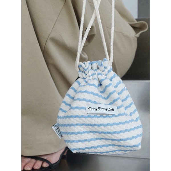 Wave Terry Stripe String Pouch (Sky)
