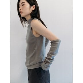 TWO FACED HIGH NECK SLEEVELESS & WARMER _SEPIA