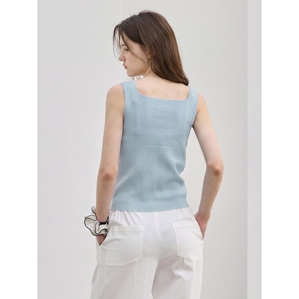 Classic Square Neck Knit Top_Ash Mint