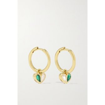 GEMELLA Sweetheart 18-karat Gold, Sapphire And Opal Hoop Earrings 골드