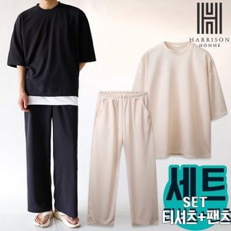 해리슨옴므 [해리슨] 잔골지 7부 티+팬츠 셋업 LWD1101