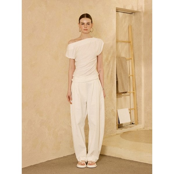 Stretch Nylon Barrel Pants White