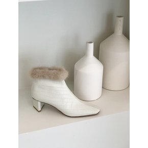 monet real mink  line slim ankle ivory