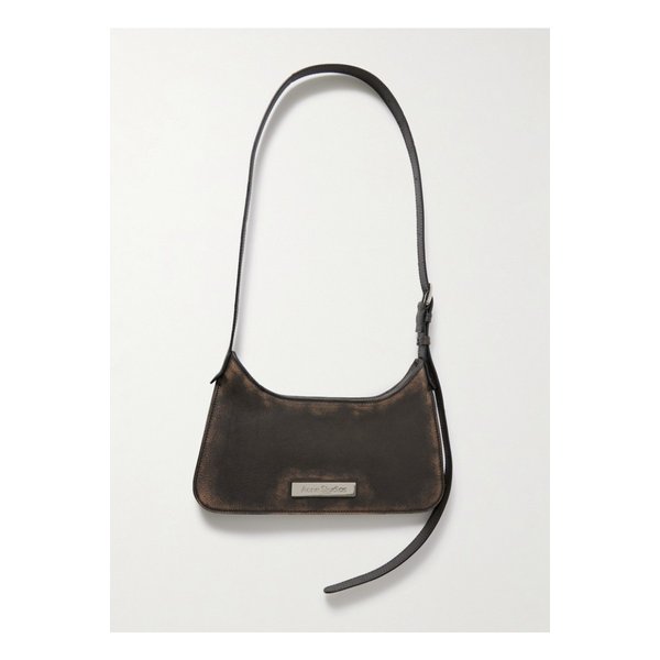 플랫 미니 장식 텍스처 가죽 숄더 백 초콜릿 1647597343833466