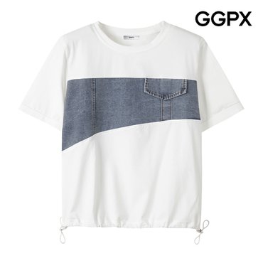 GGPX 사선 데님 포인트 스트링 티셔츠 (GP4TS035F)