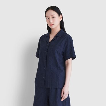 JAJU 25 S/S   여 레이온 코튼 시어서커 반팔 파자마 셔츠  J205201022