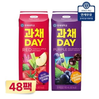 연세우유 연세유업 과채데이 레드/퍼플 190ml 48팩