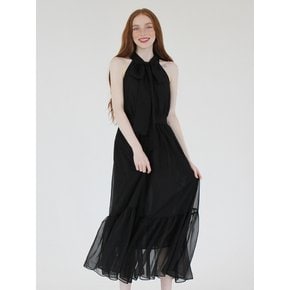 Airy halter long dress (Black)