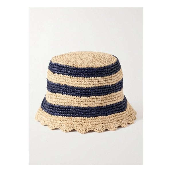 스트라이프 라피아 버킷 햇 네이비 1647597337711555