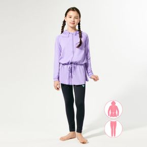 여아동 롱 집업 래쉬가드 워터레깅스 세트 BEG V601P_P326578658