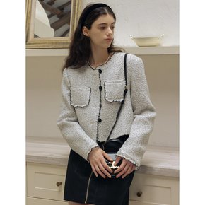 DD_Gray woven wool short jacket