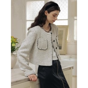 DD_Gray woven wool short jacket