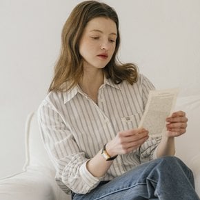 [1차-4/10예약배송]Prestiage stripe cotton shirt_Ivory