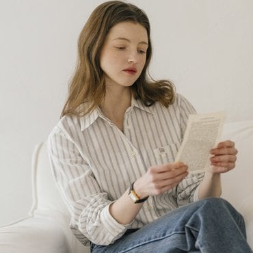 틸아이다이 Prestiage stripe cotton shirt_Ivory