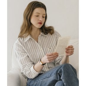 [1차-4/10예약배송]Prestiage stripe cotton shirt_Ivory
