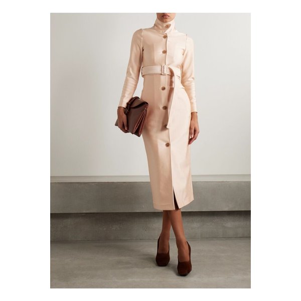 마리 아담 리나트 벨트 스트레치 새틴 트렌치 코트 뉴트럴 1647597359943094