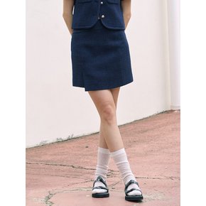 Tweed Mini Skirt  Navy (KE4527M01R)