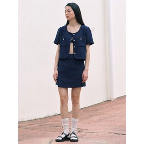Tweed Mini Skirt  Navy (KE4527M01R)
