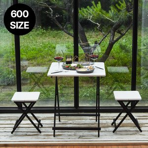 까사마루 [완제품배송] 까사마루 오드리 접이식 테이블(600)+의자 2개